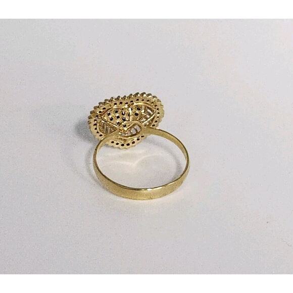 18k Yellow Gold Black &White Diamonds Heart Ring Size 7.25 - Picture 8 of 12
